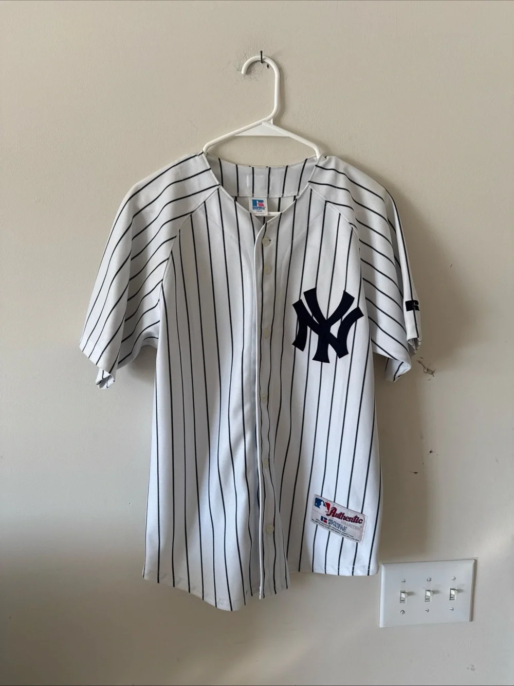 Boy’s Russell Athletics Jason Giambi #25 NY Yankees MLB Jersey Sz Youth L - RARE